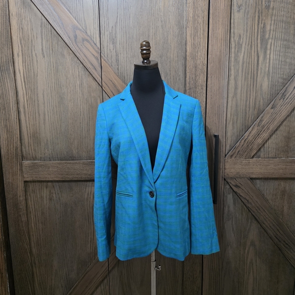 J. Crew Jackets & Blazers - J. Crew Teal Plaid Single-Button Blazer